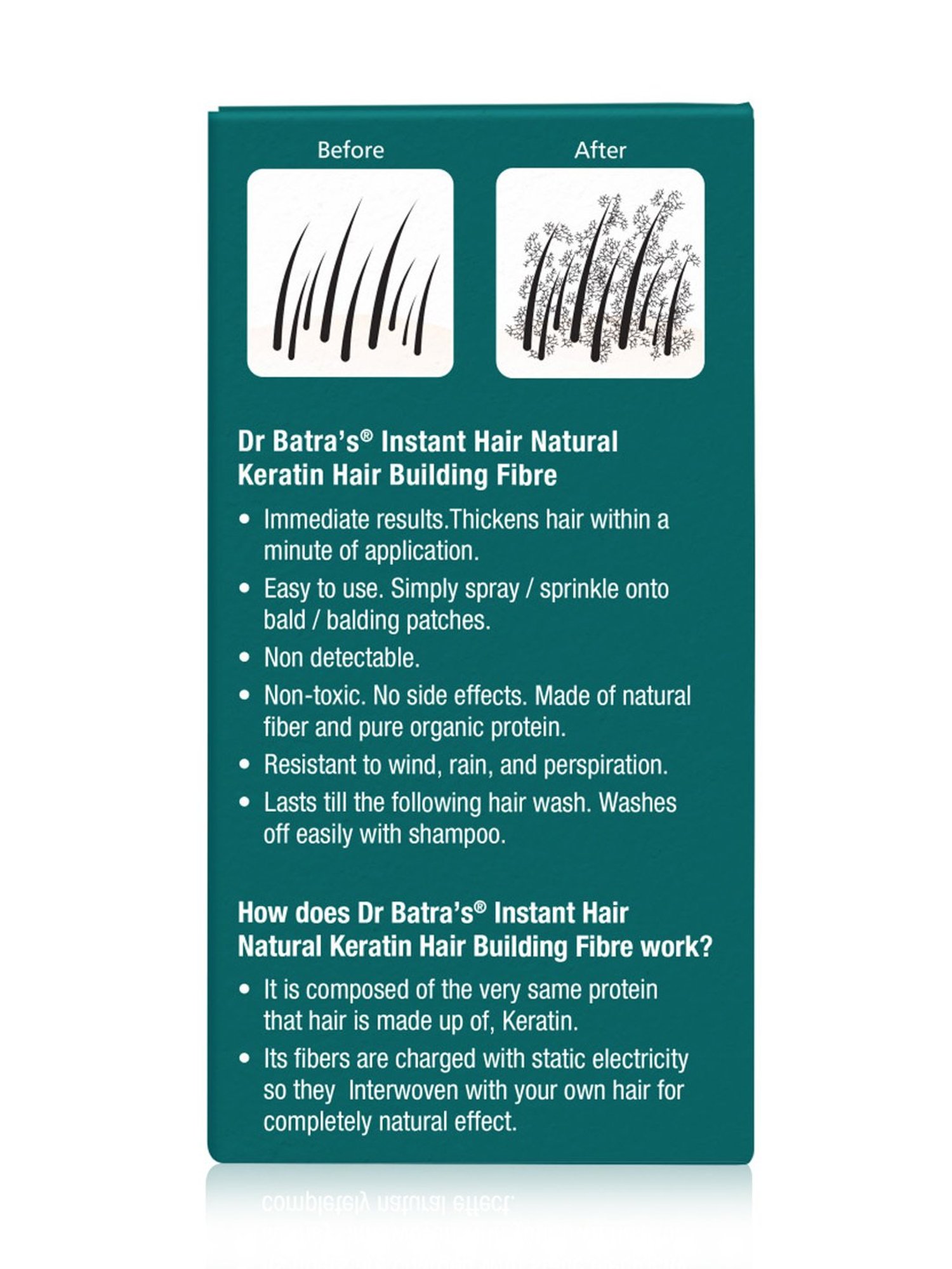 Dr. Batra's Instant Hair Natural Keratin Hair Building Fibre Black - 12 gm