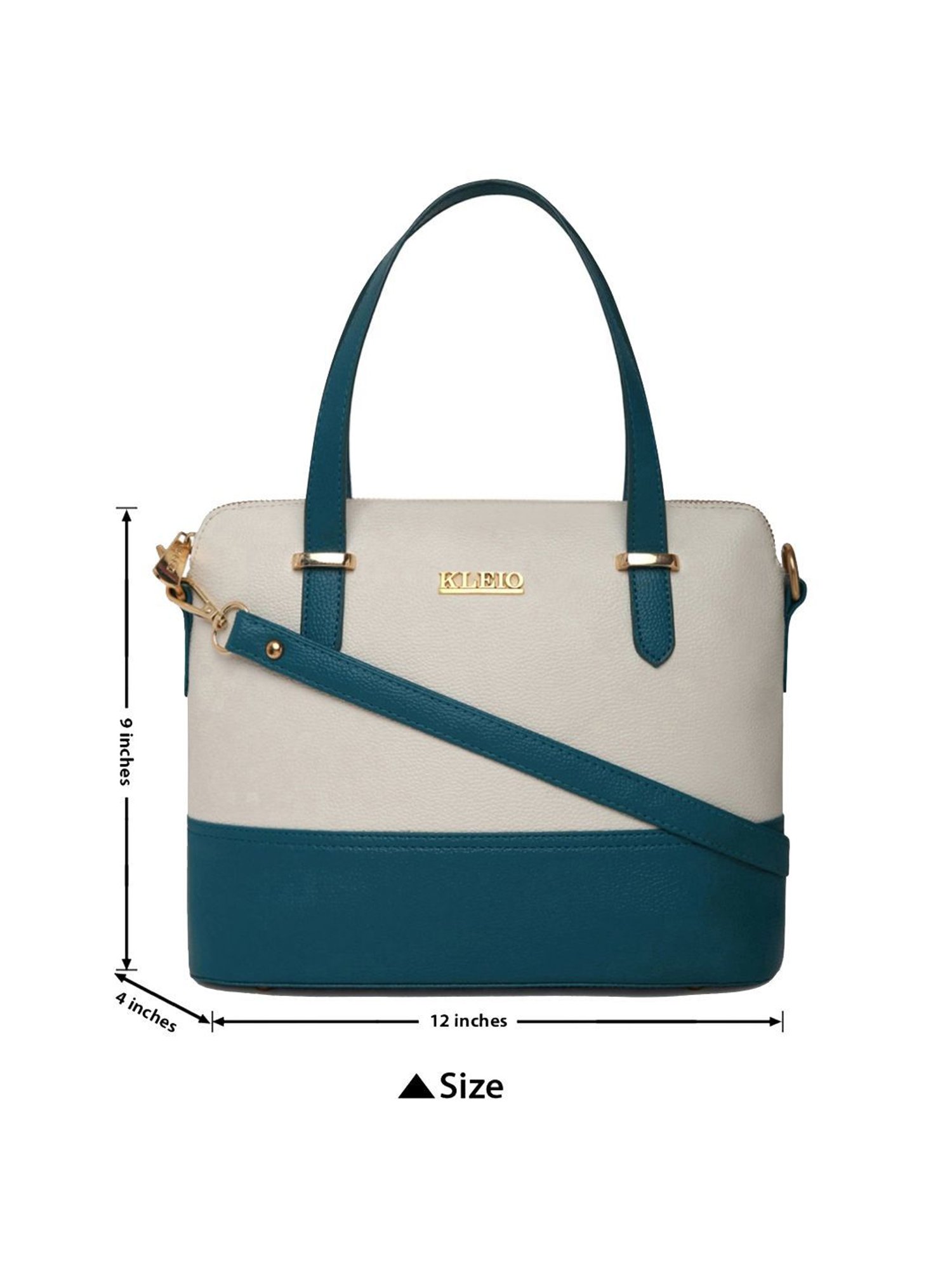 KLEIO White & Blue Solid Medium Handbag