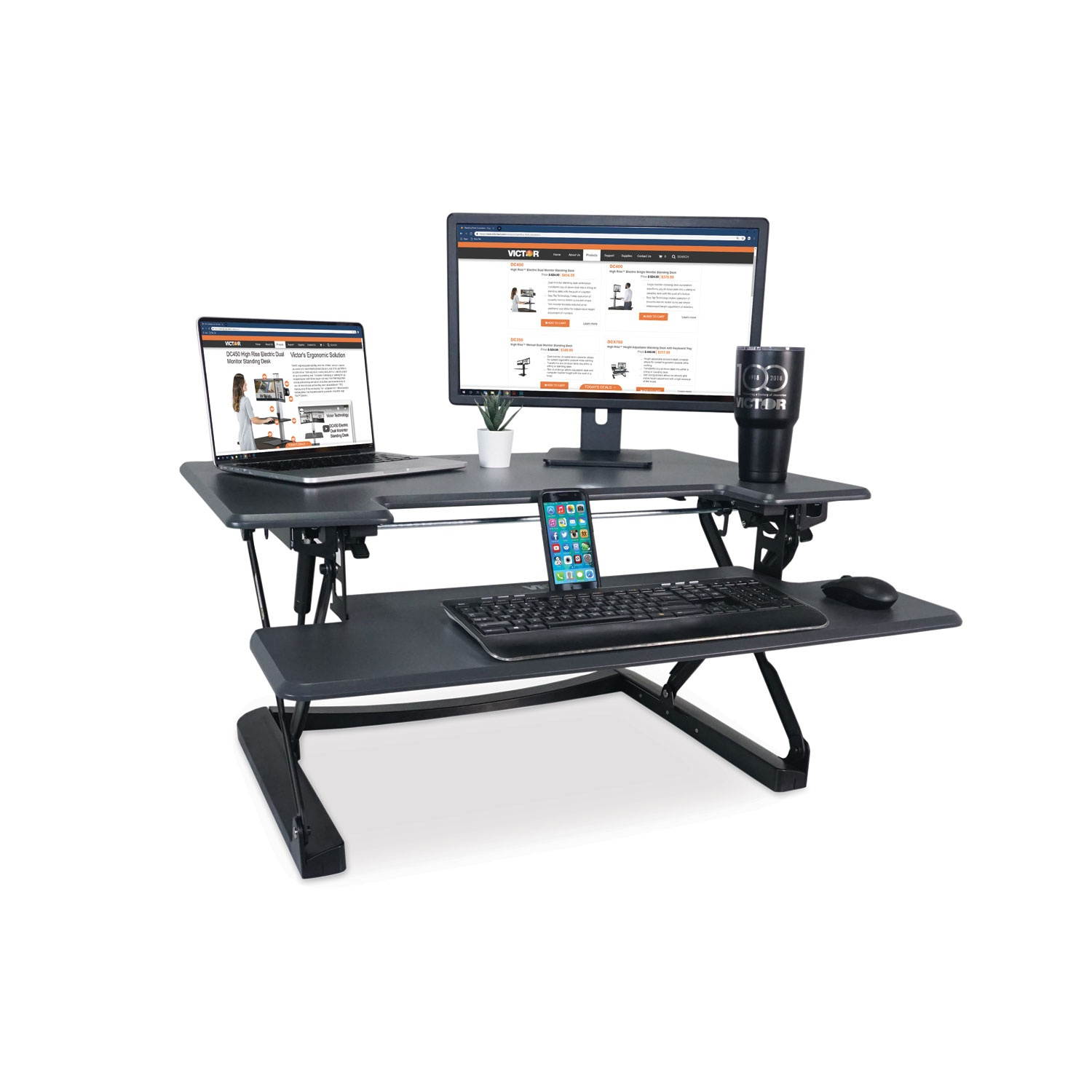 VICTOR TECH DCX760G Standing Desk, 36, Gray