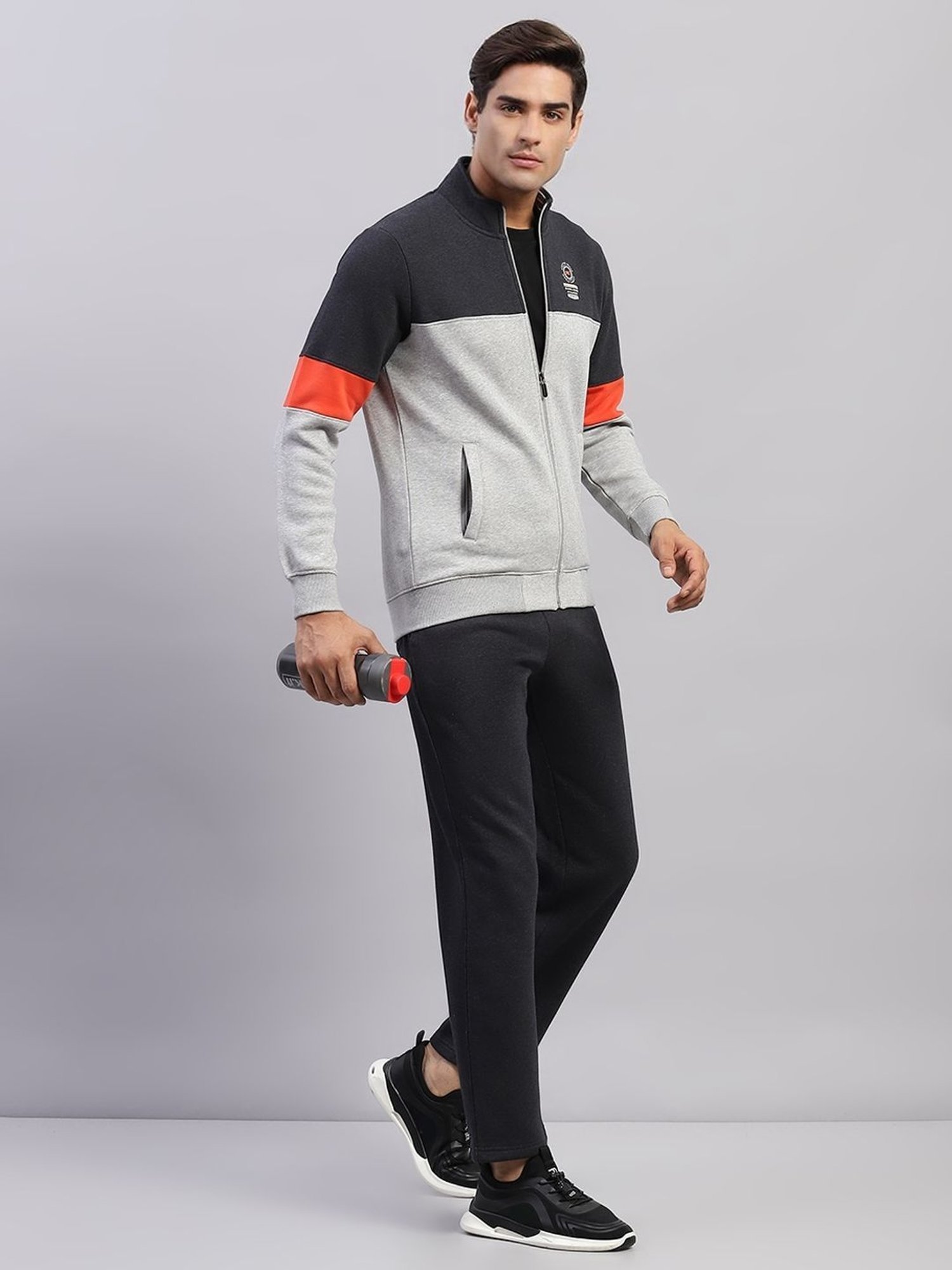 Monte Carlo Dark Grey Regular Fit Colour Block Tracksuit