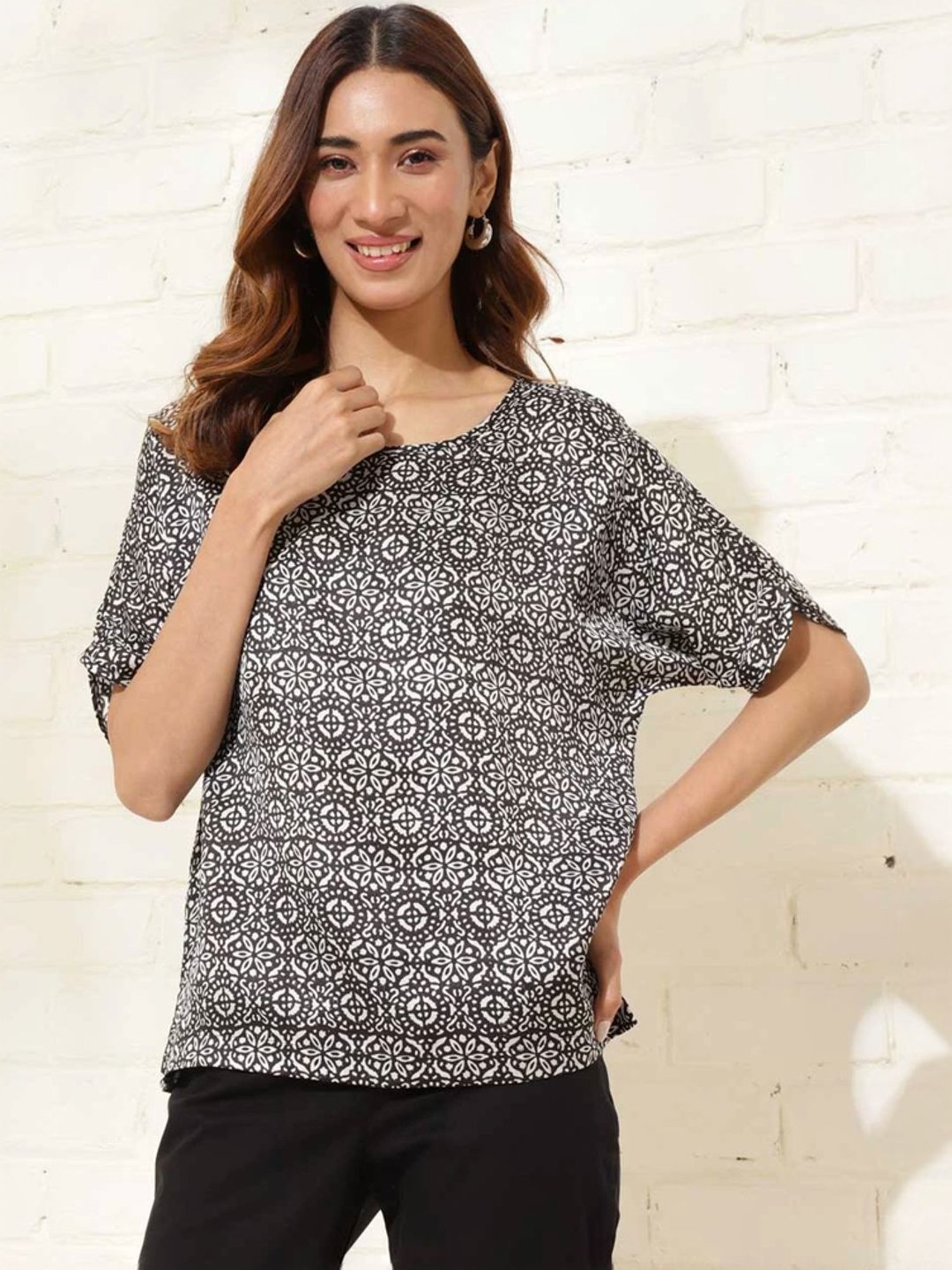 Fabindia Black Printed Top
