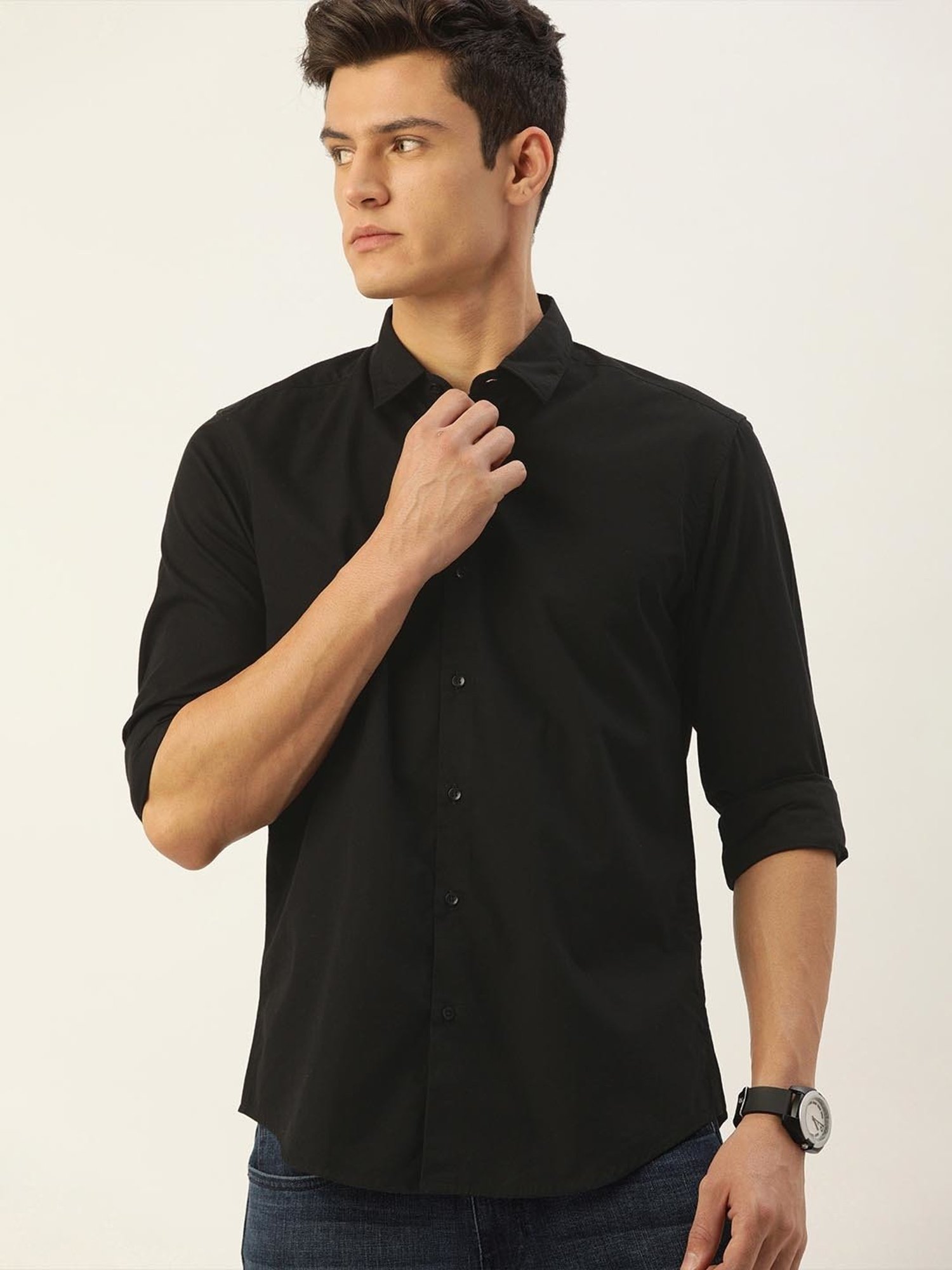 IVOC�Black Slim Fit Cotton Shirt