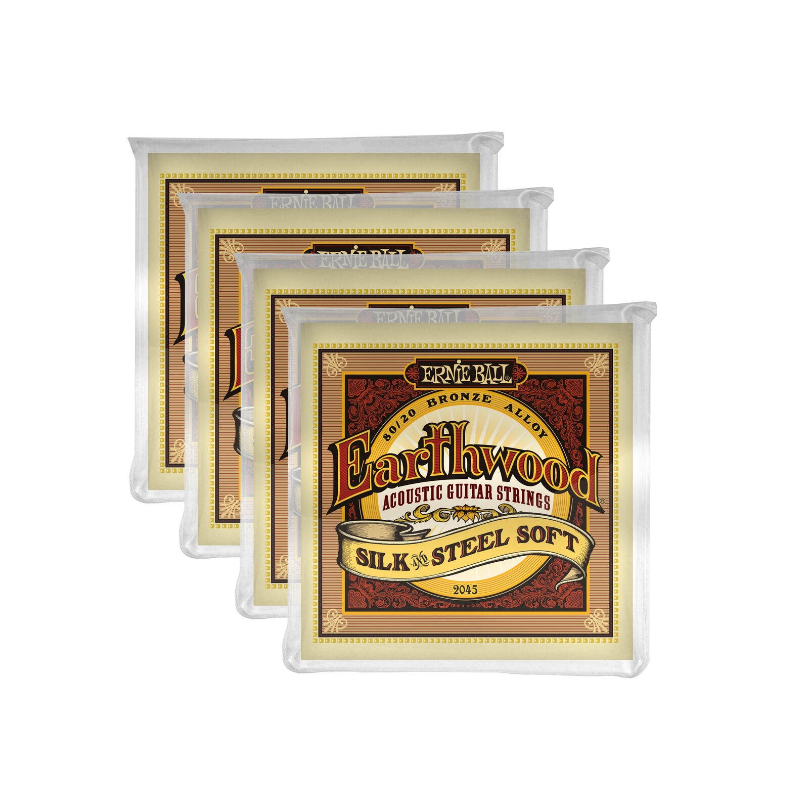 4 PACK Ernie Ball 2047 Silk & Steel 80/20 Bronze Acoustic Guitar Strings 10-50 e