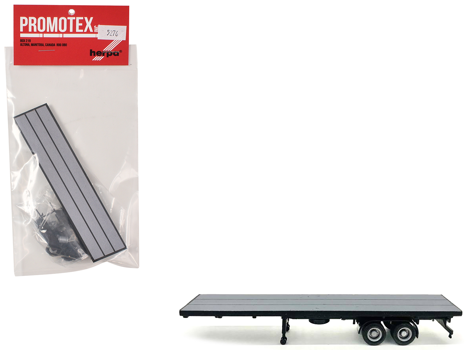 40ft Flatbed Trailer Gray Top 1/87 (HO) Plastic Model by Promotex