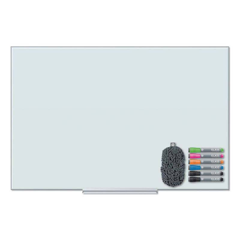 U Brands Floating Glass Dry Erase Board, 36 x 24, White 3975U0001