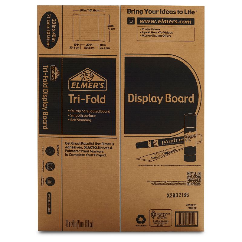 Elmer's 28" x 40" Tri-Fold Corrugate Project Display Board