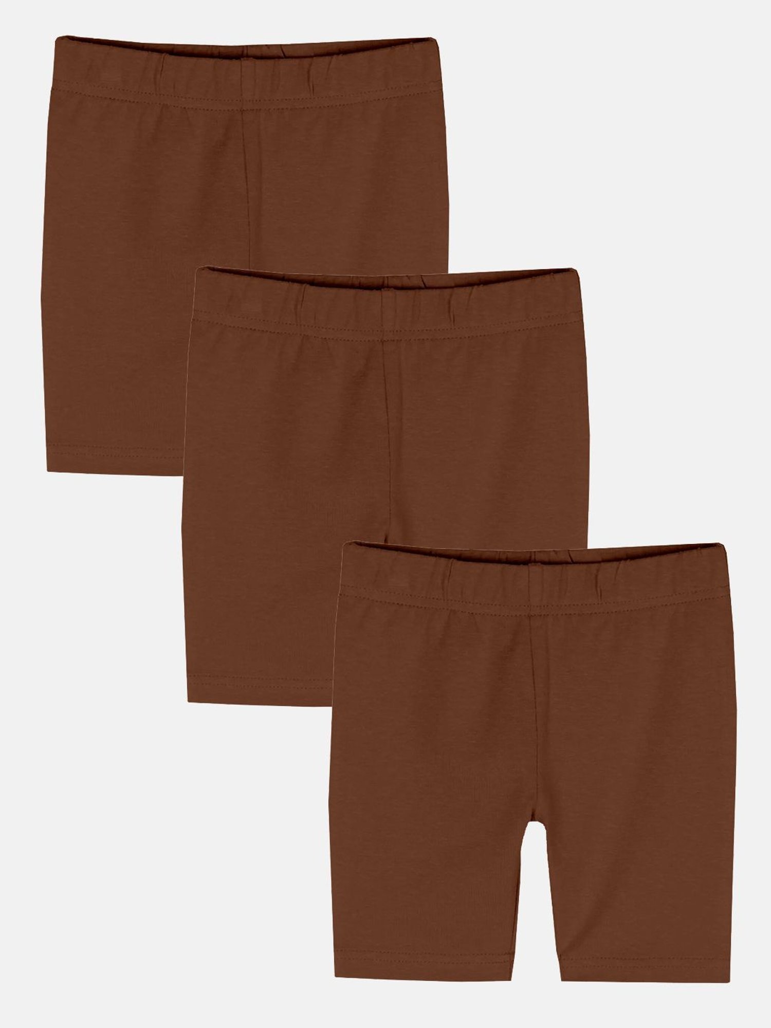 Kiddopanti Kids Brown Solid Cycling Shorts (Pack Of 3)