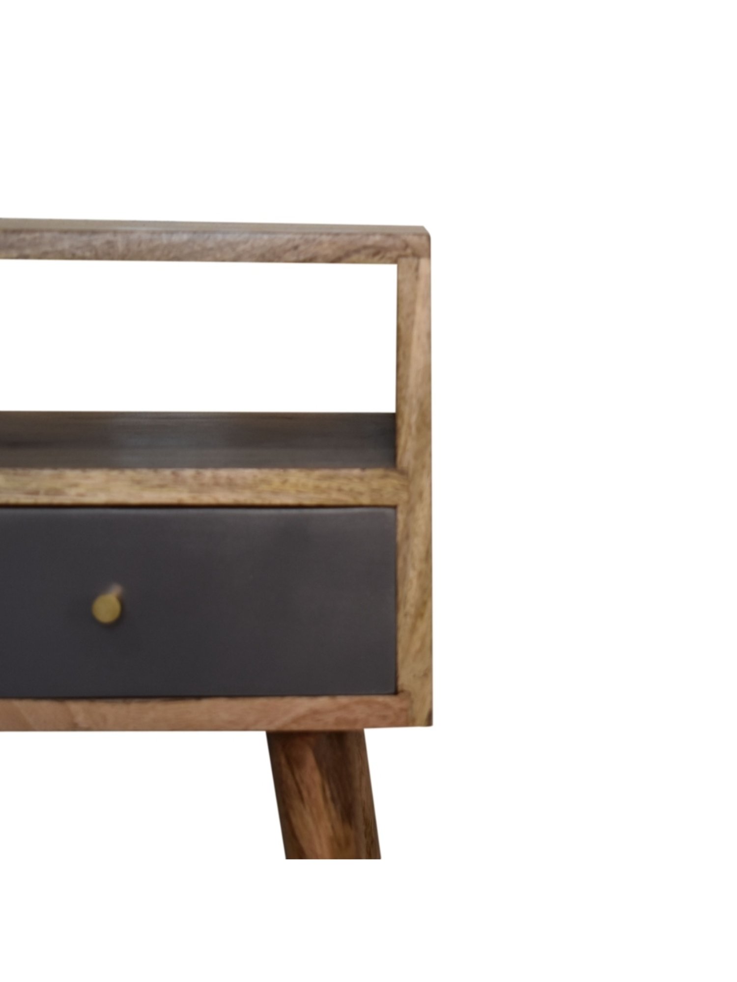 Artisan Furniture Solid Brown Mango Wood Side Table Slate Grey Finish