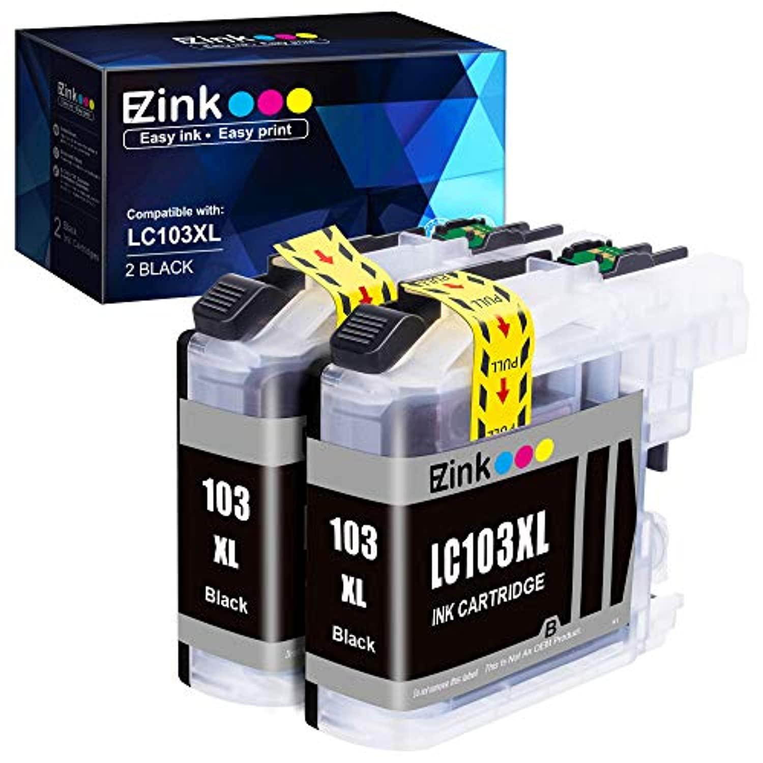E-Z Ink &trade; Compatible Ink Cartridge Replacement Set for Brother LC103 XL LC103BK High Yield (2 Black) DCP-J152W MFC-J245 J285DW J450DW J470DW J475DW J650DW J6520DW J6720DW J6920DW J870DW J875DW