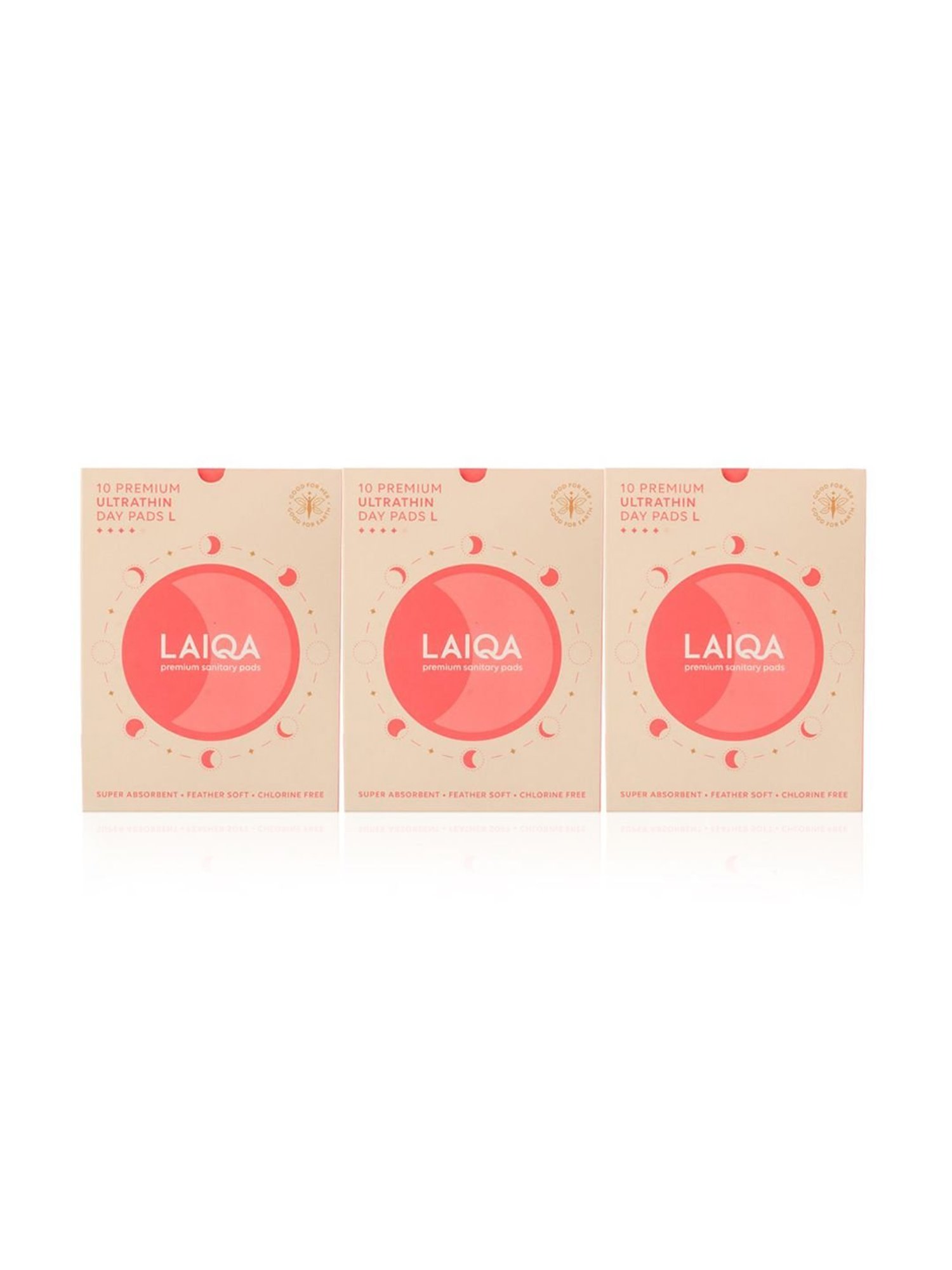 LAIQA Moderate Flow Large Day Pads (Pack of 3) L - 30 Pads