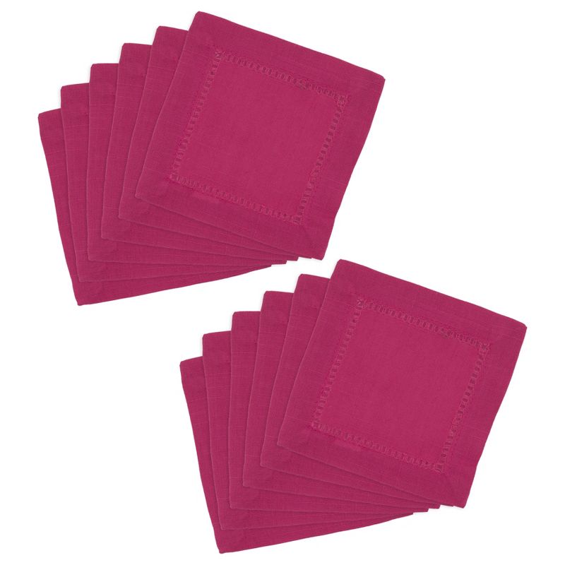 Saro Lifestyle Cocktail Napkin With Hemstitch Border Design (Set of 12)