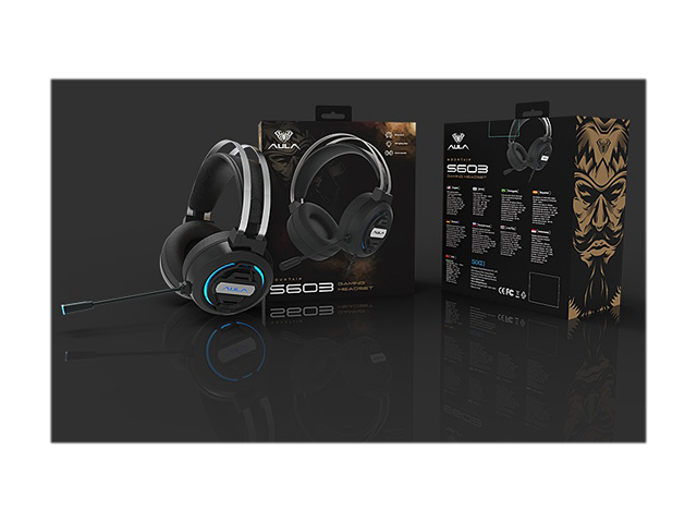 AULA S603 Wired Gaming Headset with Microphone Surround Sound, USB Dual 3.5mm Corded Volume Control Over-Ear Games Headphones, HD Noise Cancelling Mic for Phone PC/MAC Laptop