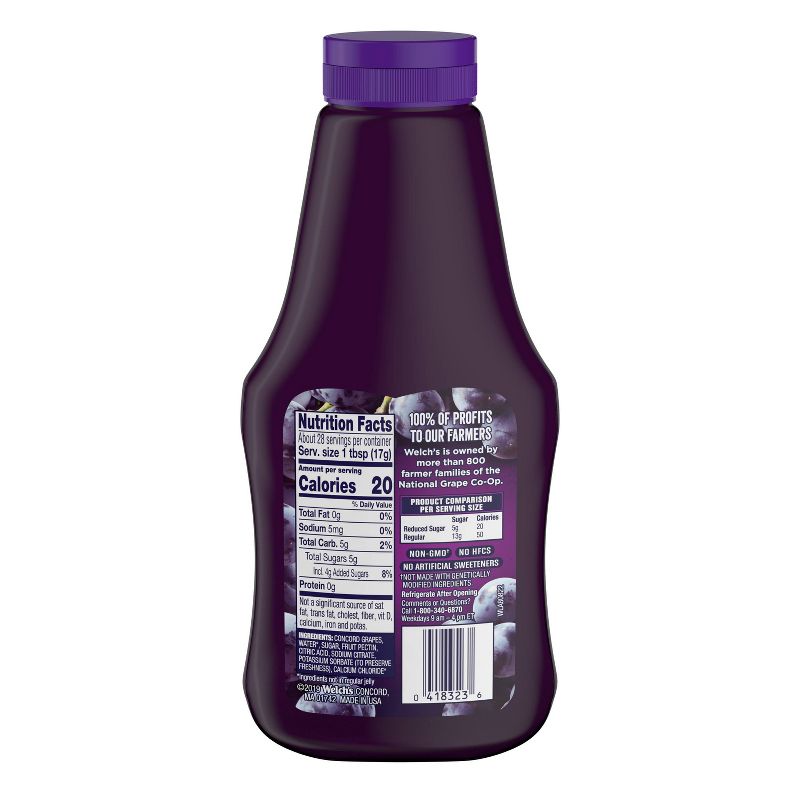 Welch's Reduced Sugar Squeezable Concord Grape Jelly - 17.1oz
