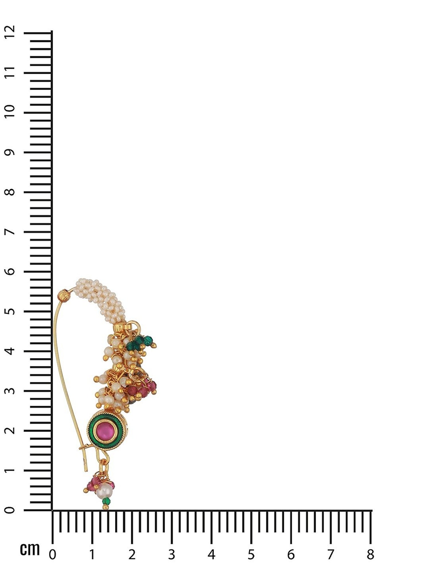 Aatmana Gold-Plated Pink Kundan Studded Handcrafted & Pear Beaded Maharashtrian Nosepin