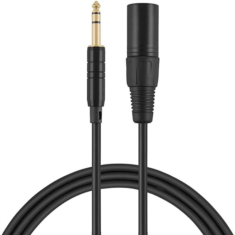 6 Feet TRS 6.35mm (1/4 Inch) Male to XLR Male Cable, Black