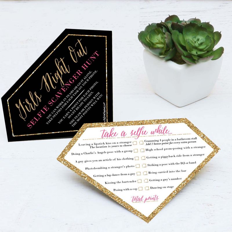 Bachelorette Party Game, 50-Pack Bar Scavenger Hunt Drinking Games and Dares, Fun Novelty Cards for Adults, Girls Night Out, Bridal Shower