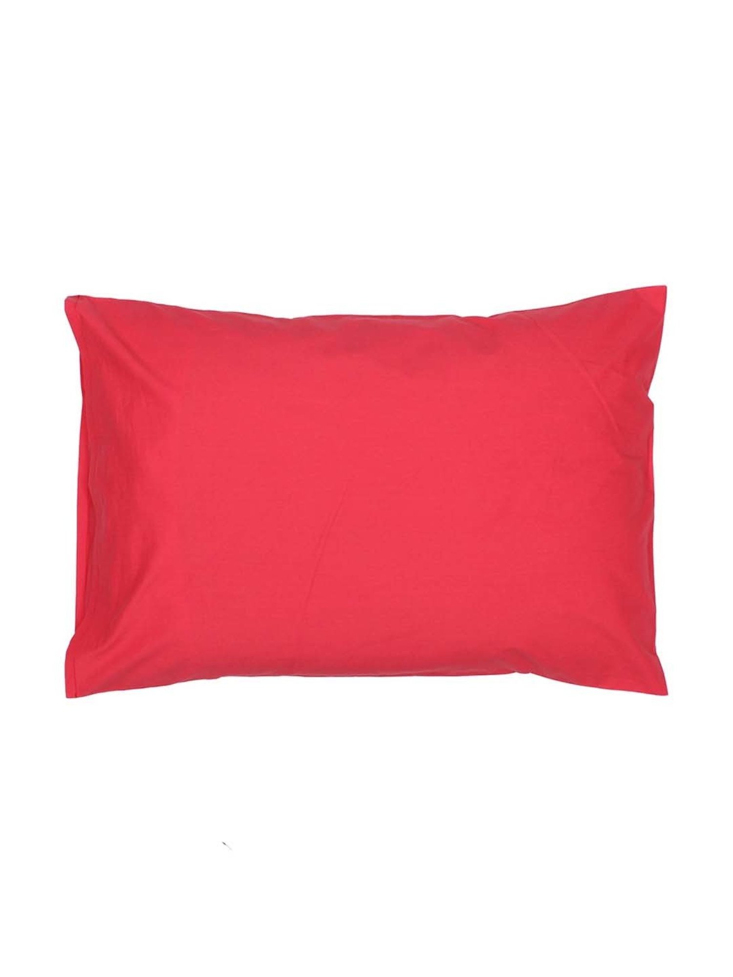 House This Sappan Solid Red Cotton Double Bed Sheet with 2 Pillow Covers