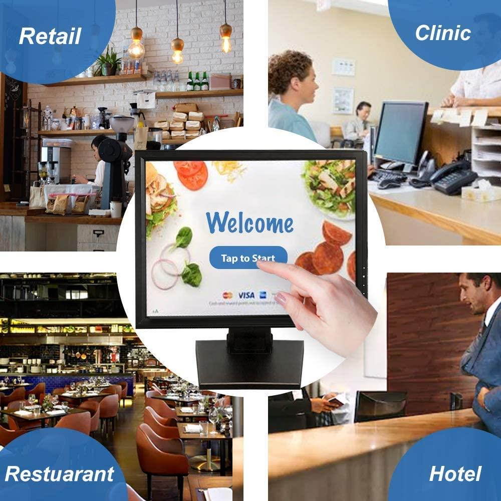 17-inch HDMI Resistive Touch Screen POS LED Monitor with VGA and HDMI Port and Cable, for Office, Retail, Restaurant, Bar, Gym, Warehouse