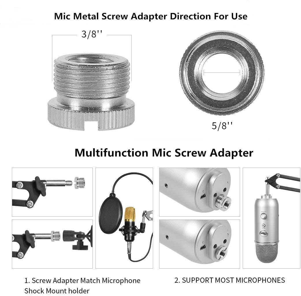 Desktop Microphone Arm Stand for Blue Yeti Snowball Ice Suspension Boom Scissor with Mic Filter, Mic Clip,Shock Mount, Adjustable Mic Boom Scissor Arm Stands,Radio Broadcasting and Recording