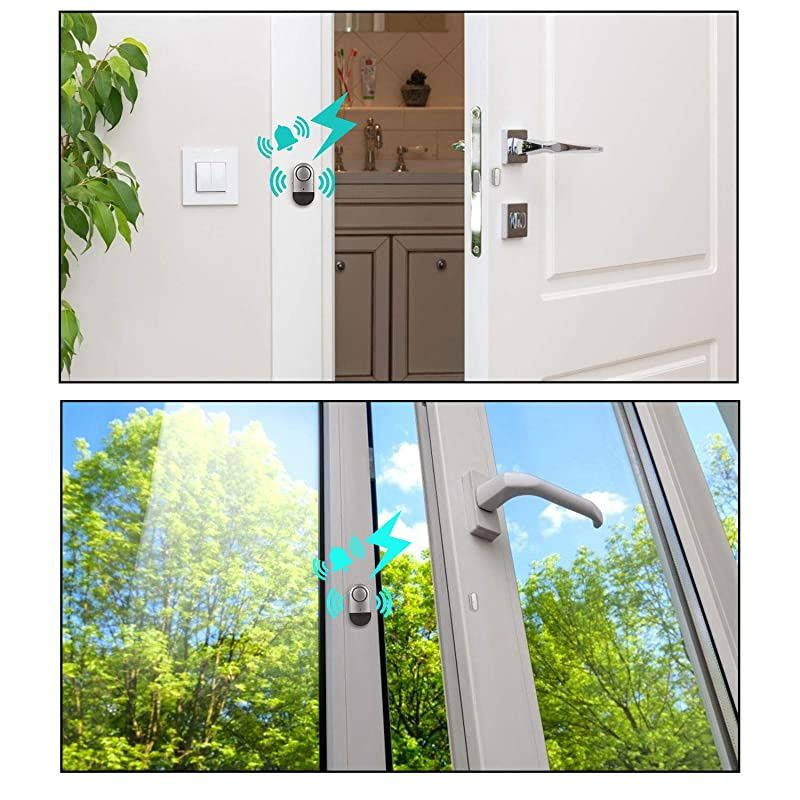 Window Alarm Home Security Magnetic Sensor Burglar Wireless 120dB Pool Alarms for Kids Safety Women Elders Easy Installation Batteries Included 4 Pack