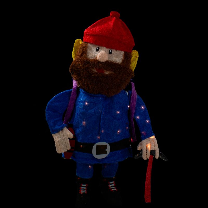 Northlight 28" Pre-Lit Burlap Squirrel with Santa Hat Christmas Outdoor Decoration