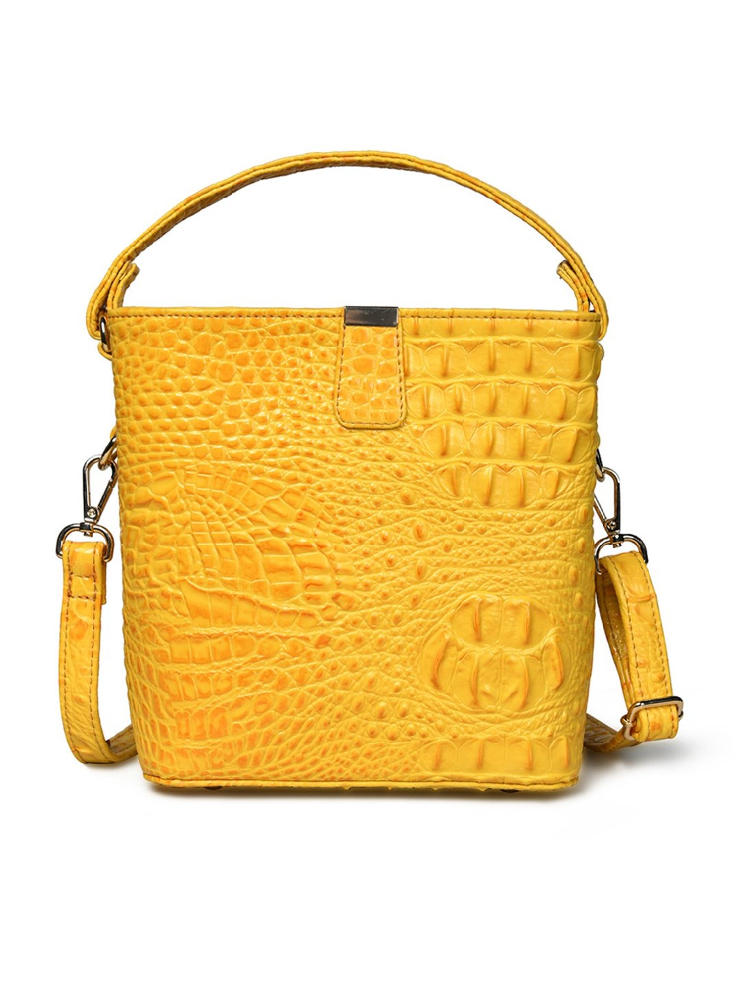 PELLE LUXUR Yellow Animal Effect Small Bucket Bag