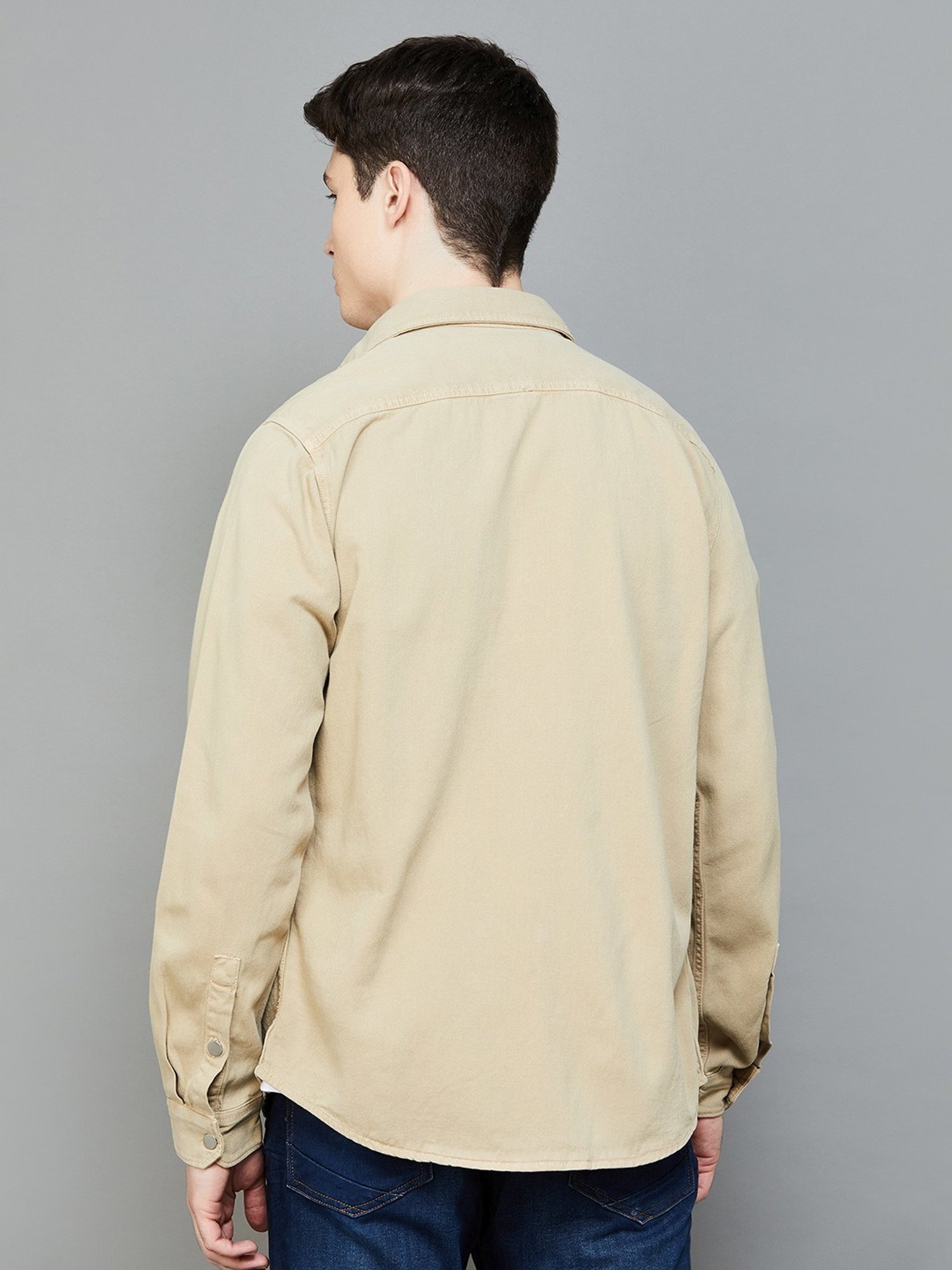 Forca by Lifestyle Beige Cotton Regular Fit Shackets