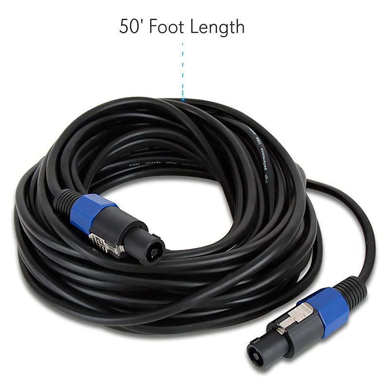 Speakon to Speakon Audio Cord 50 ft 12 Gauge Male Speakon Connector to Male Speakon Connection Black Heavy Duty Professional Speaker Cable Wire Delivers Sound  Pro PPSS50