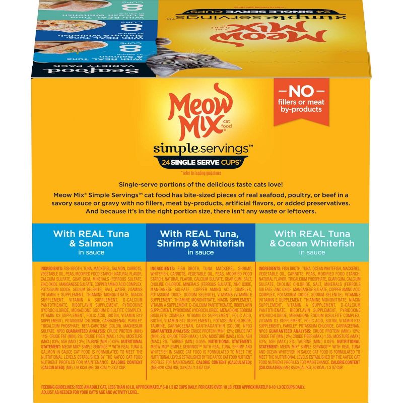 Meow Mix Simple Servings Seafood In Sauce Wet Cat Food - 1.3oz/24ct Variety Pack
