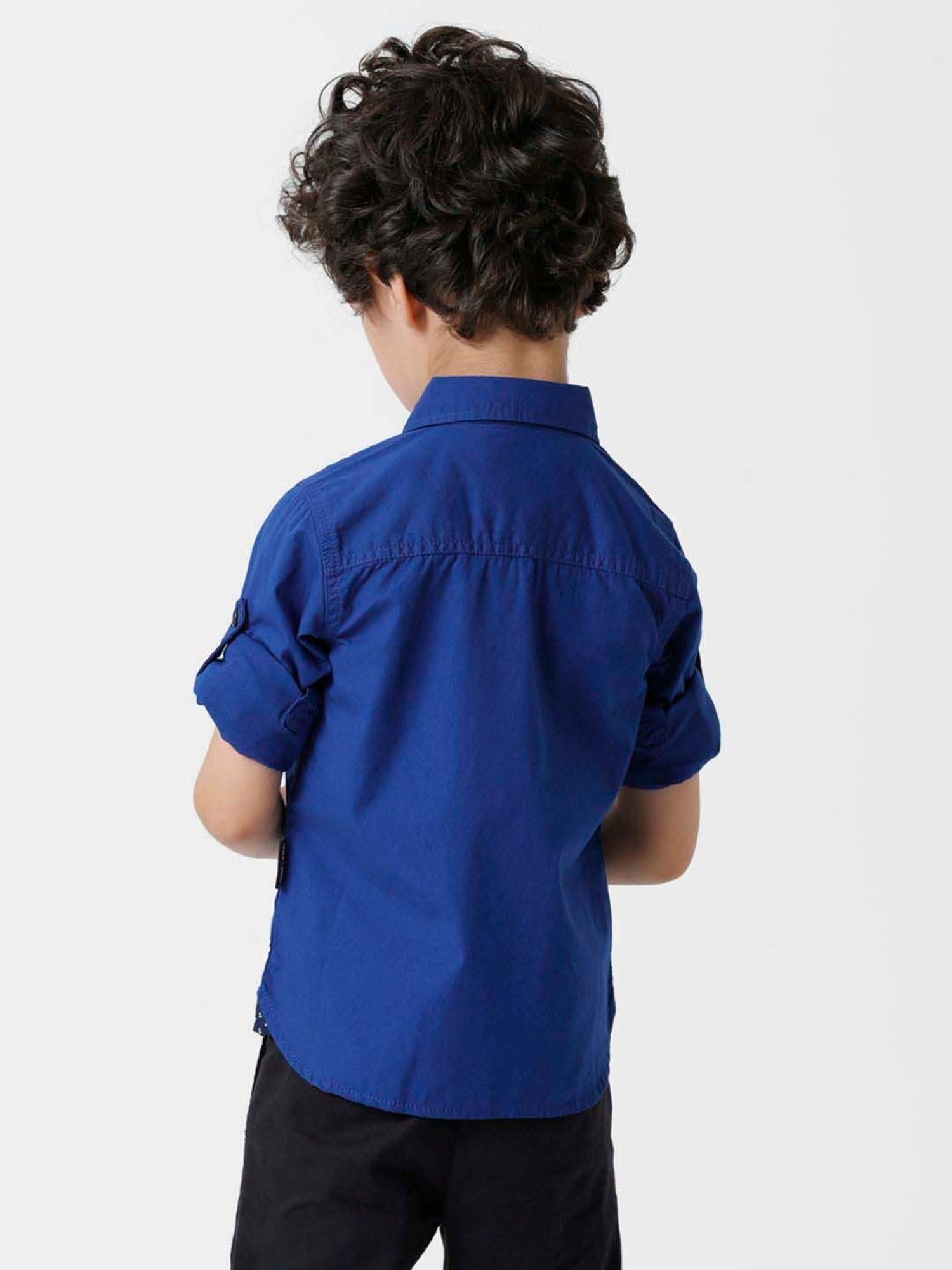Kate & Oscar Kids Blue Cotton Regular Fit Full Sleeves Shirt