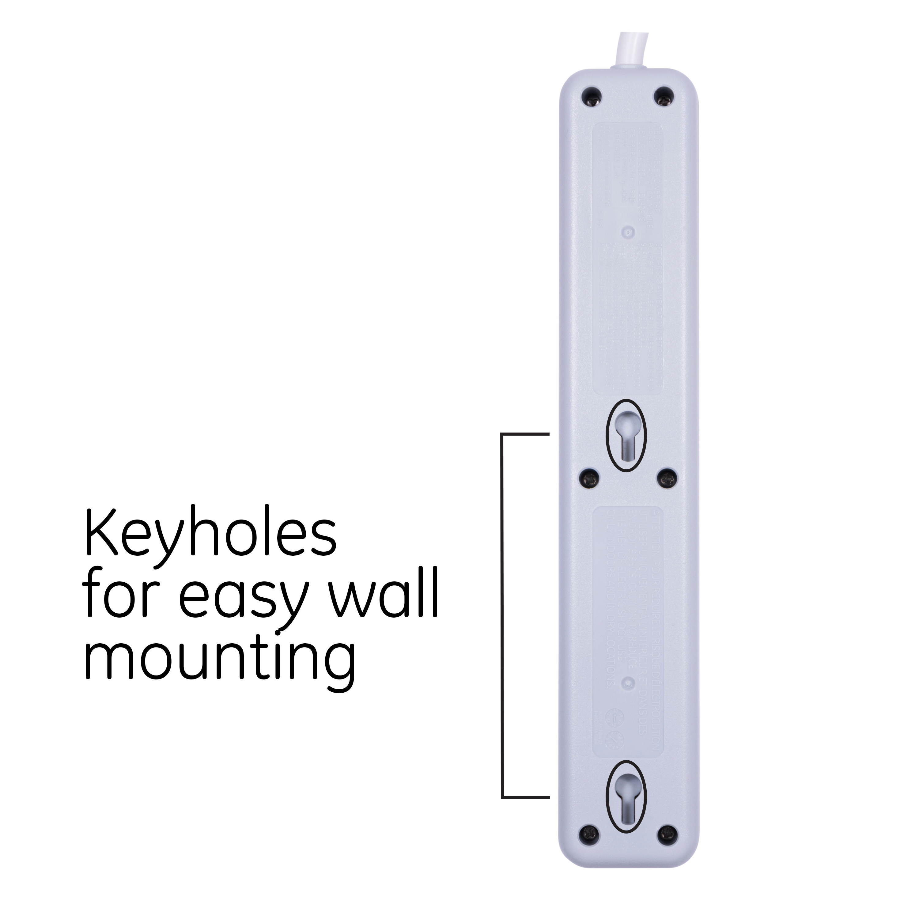 6-Outlet Power Strip Surge Protector, 2ft. Cord, White