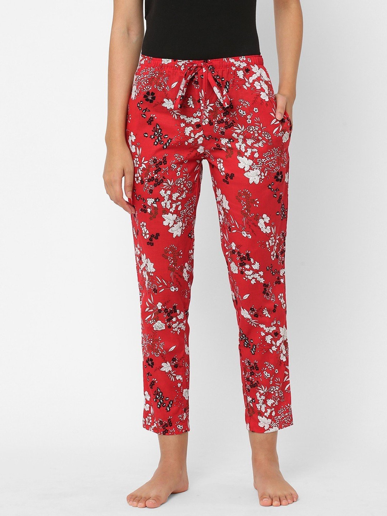 Urban Scottish Red Floral Print Lounge Pants