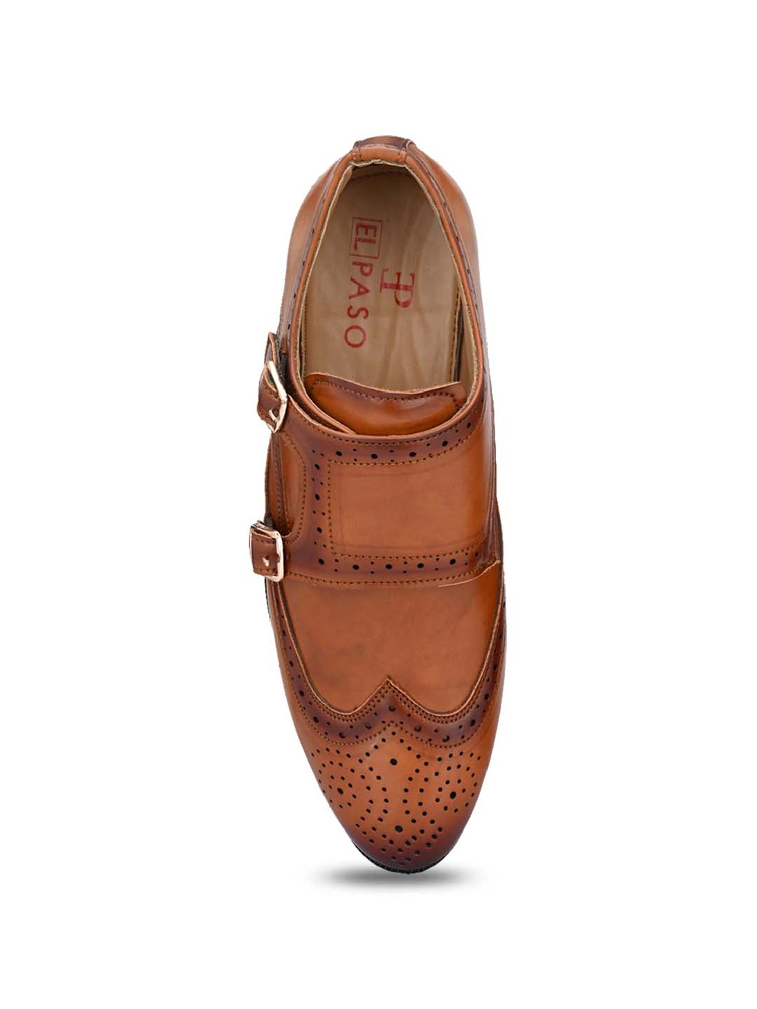 El Paso Men's Tan Monk Shoes