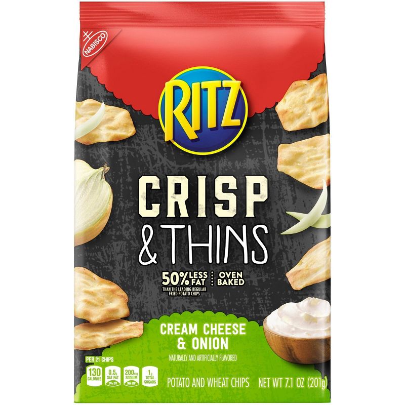 Ritz Crisp & Thins Cream Cheese & Onion Potato And Wheat Chips - 7.1oz