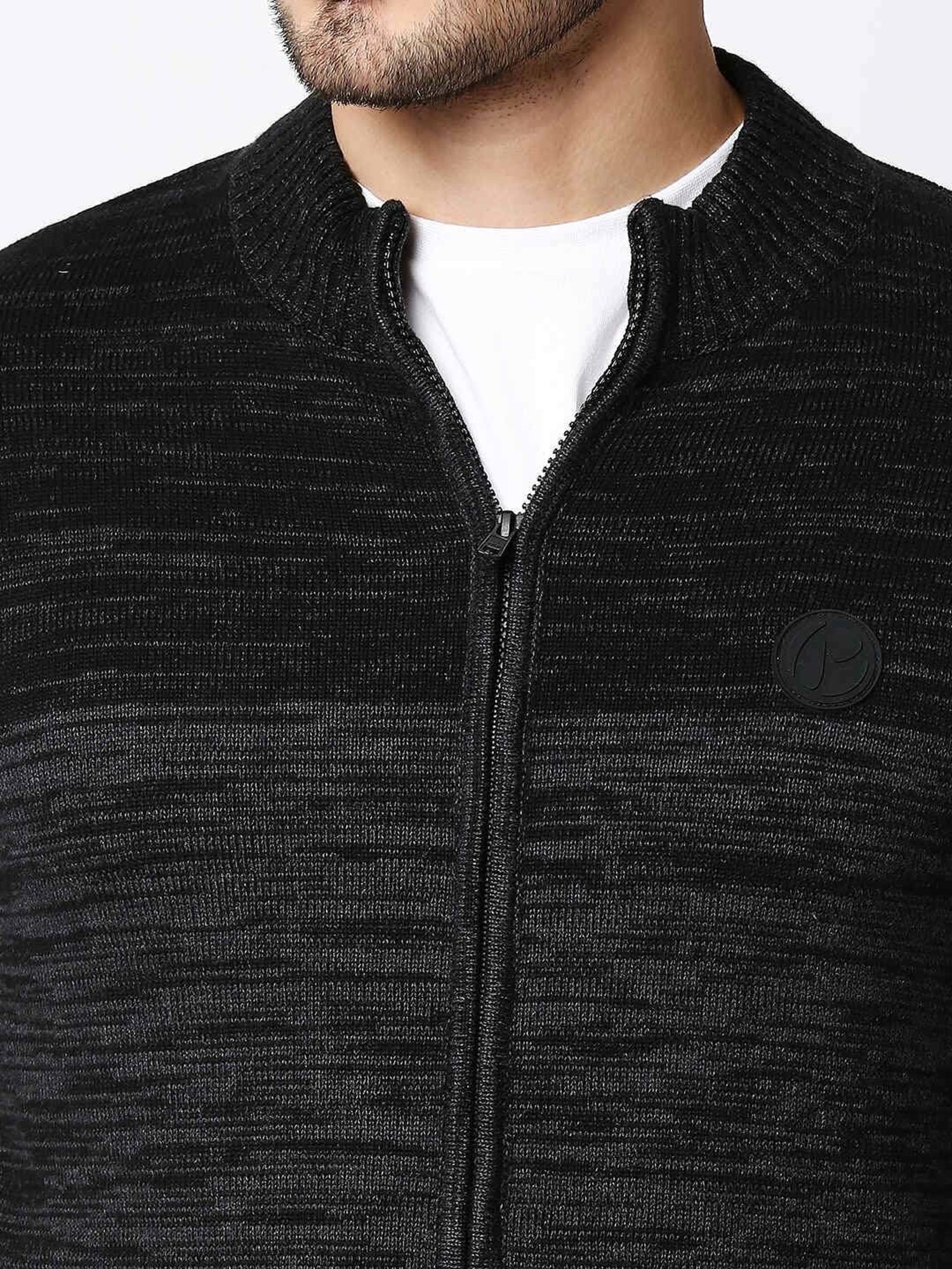 Pepe Jeans Black Self Design Sweater