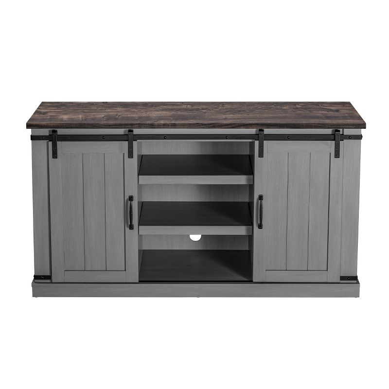 54" Sliding Doors TV Stand For TVs up to 60" Gray - Home Essentials