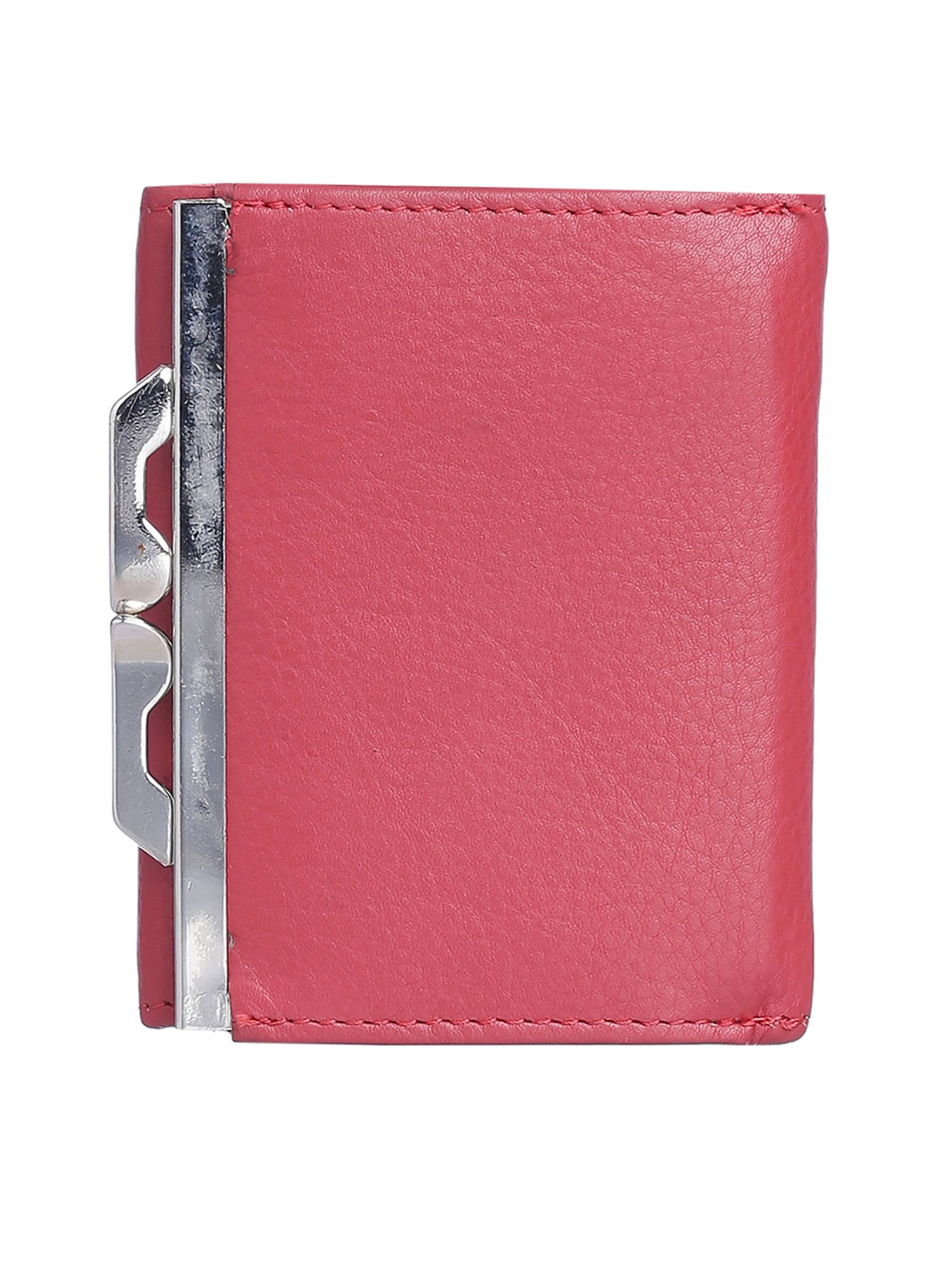 Kara Coral Pink Solid Tri-Fold Wallet for Women