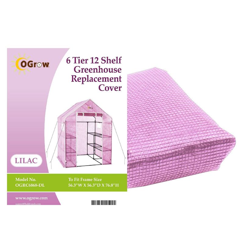 6 Tier 12 Shelf Greenhouse Replacement Cover Lilac - OGrow