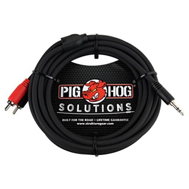 Pig Hog 10' 3.5mm to Dual RCA Male Stereo Breakout Cable #PB-S3R10