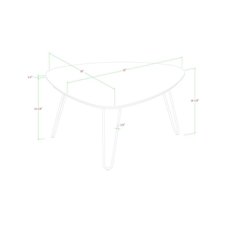 32" Hairpin Leg Wood Coffee Table - Walnut - Saracina Home