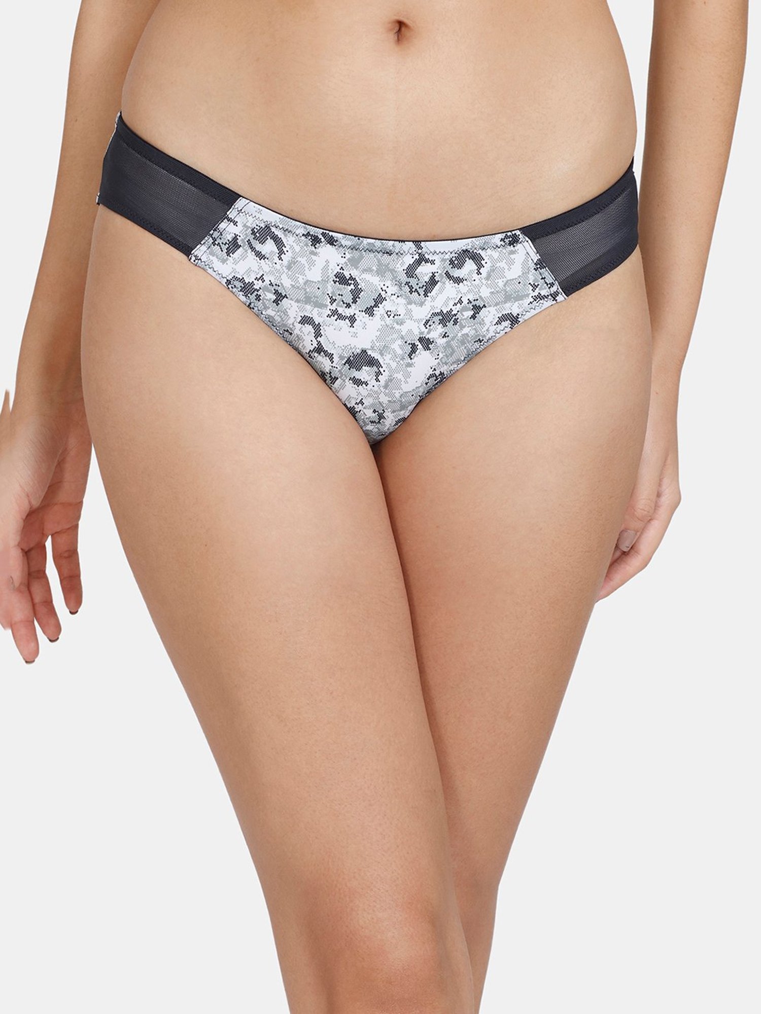 Zivame Grey Printed Bikini Panty