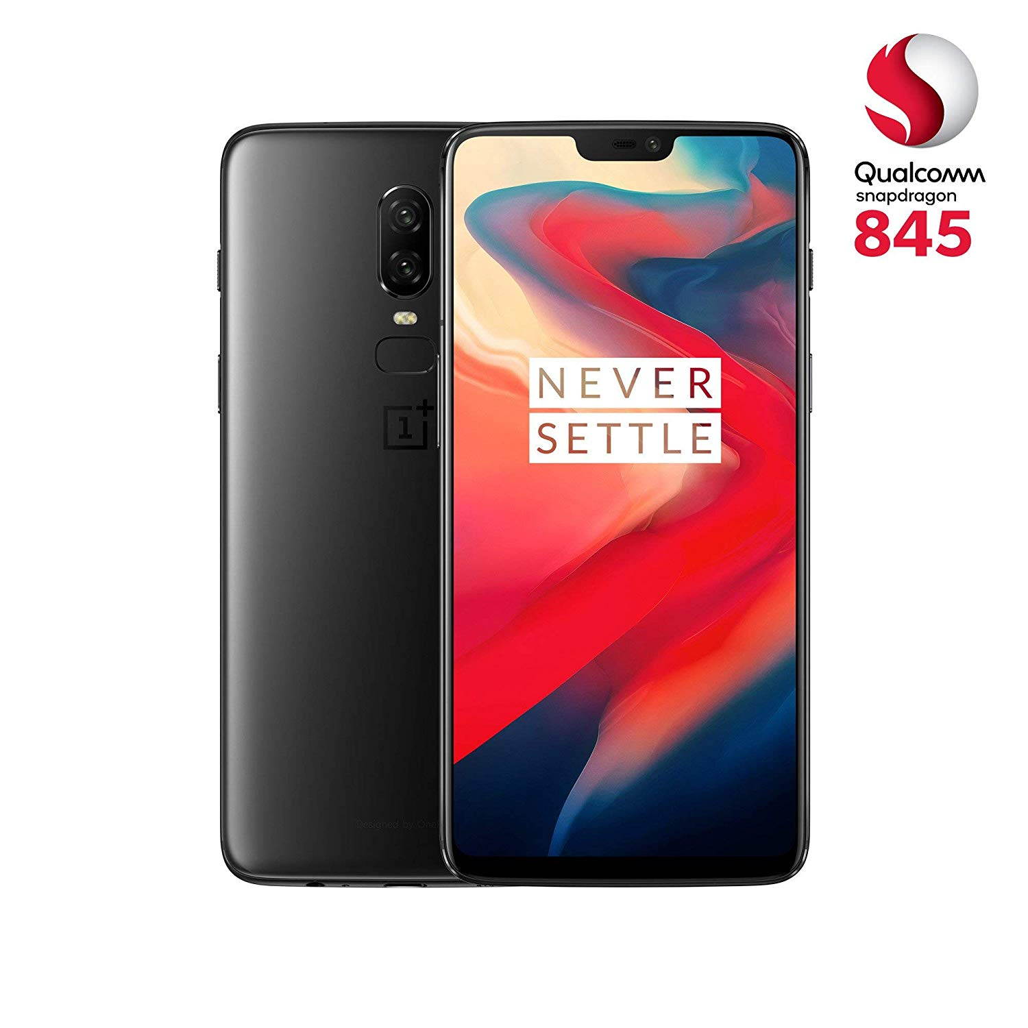 OnePlus 6 Unlocked Dual-SIM 128GB/8GB Mirror Black - Dual Back Cameras, Face & Fingerprint Identification, 6.28", Android 8.1 - International Version - Midnight Black