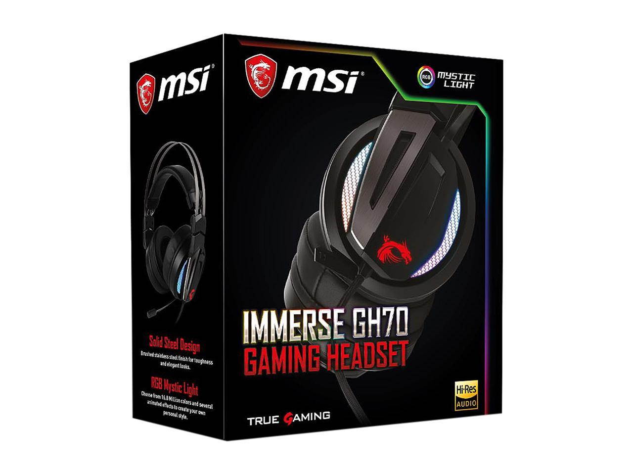 MSI GH70 Gaming RGB Stainless Steel 7.1 Surround Sound Audio Controller Headset