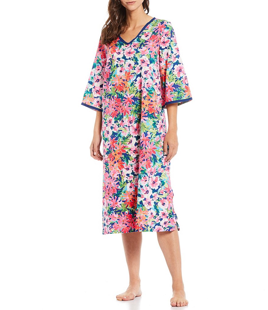 BedHead Pajamas Garden Blooms Printed Sateen Caftan