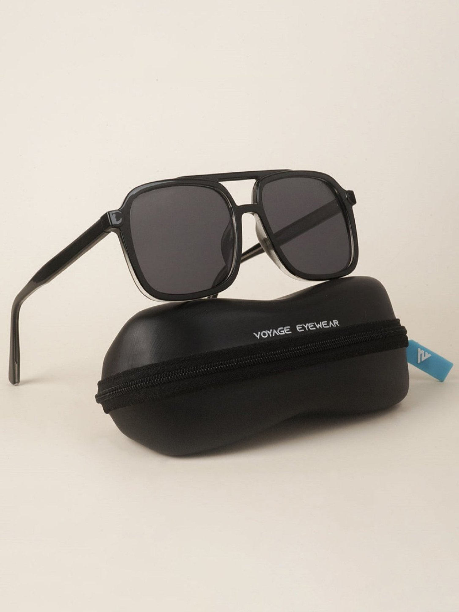 Voyage Black Wayfarer UV Protection Unisex Sunglasses