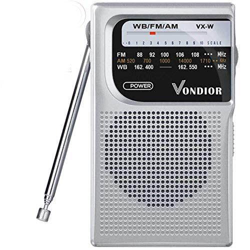 NOAA Weather Radio Emergency NOAAAMFM Battery Operated Portable Radio with Best Reception and Longest Lasting Transistor Powered by 2 AA Battery with Mono Headphone Socket by  Silver