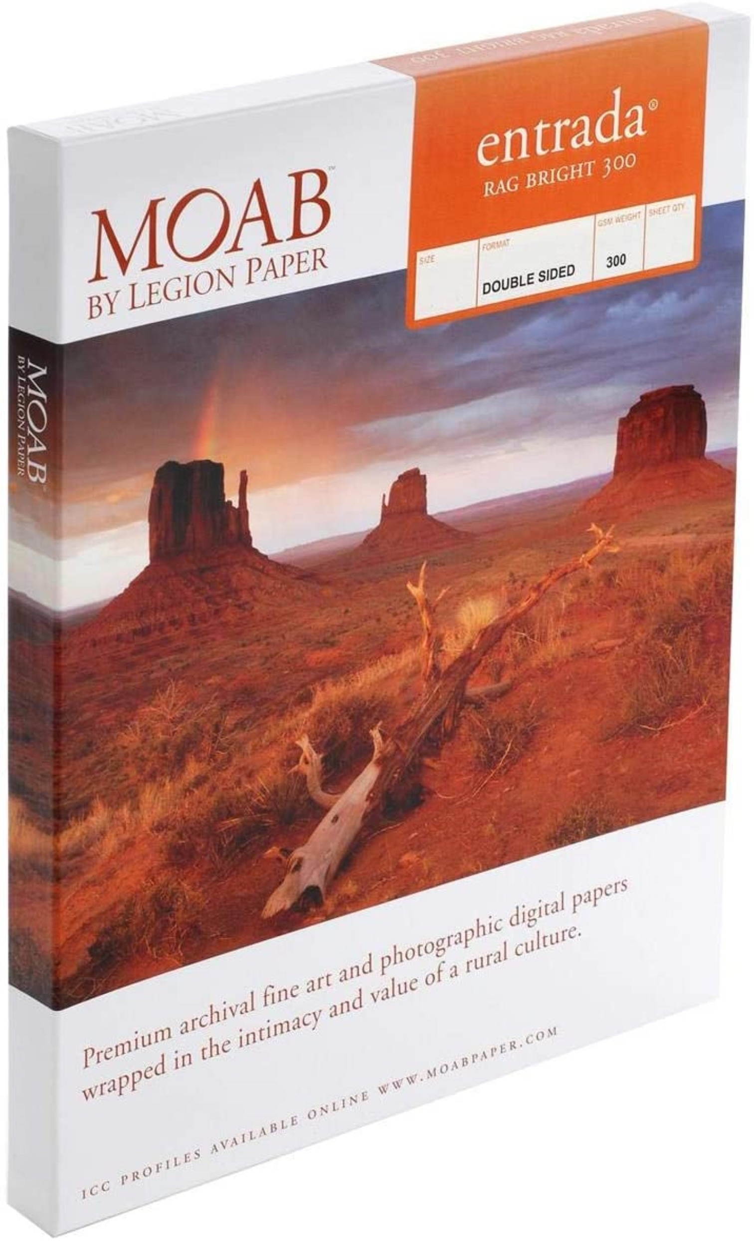 Moab Entrada Rag Matte Fine Art Paper (17x22"), 25 Sheets Double-Sided