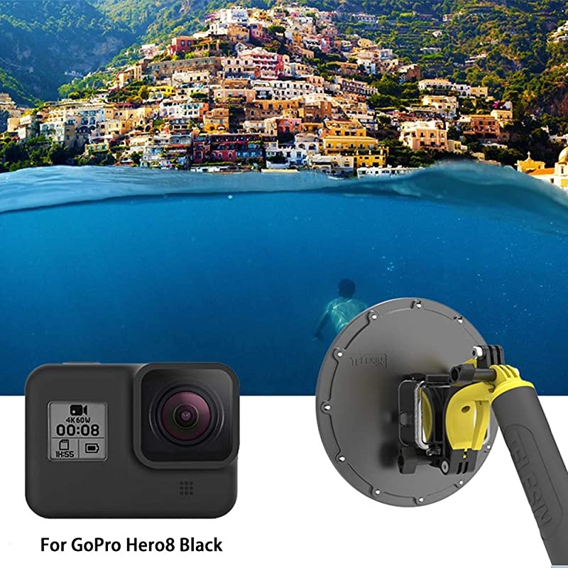 Telesin Dome Port Lens Compatible with GoPro Hero 7 Black, Hero 6, Hero 5 Black, Hero(2018) Waterproof Housing Case Hand Floating Grip Trigger Transparent Cover Underwater Diving Photography