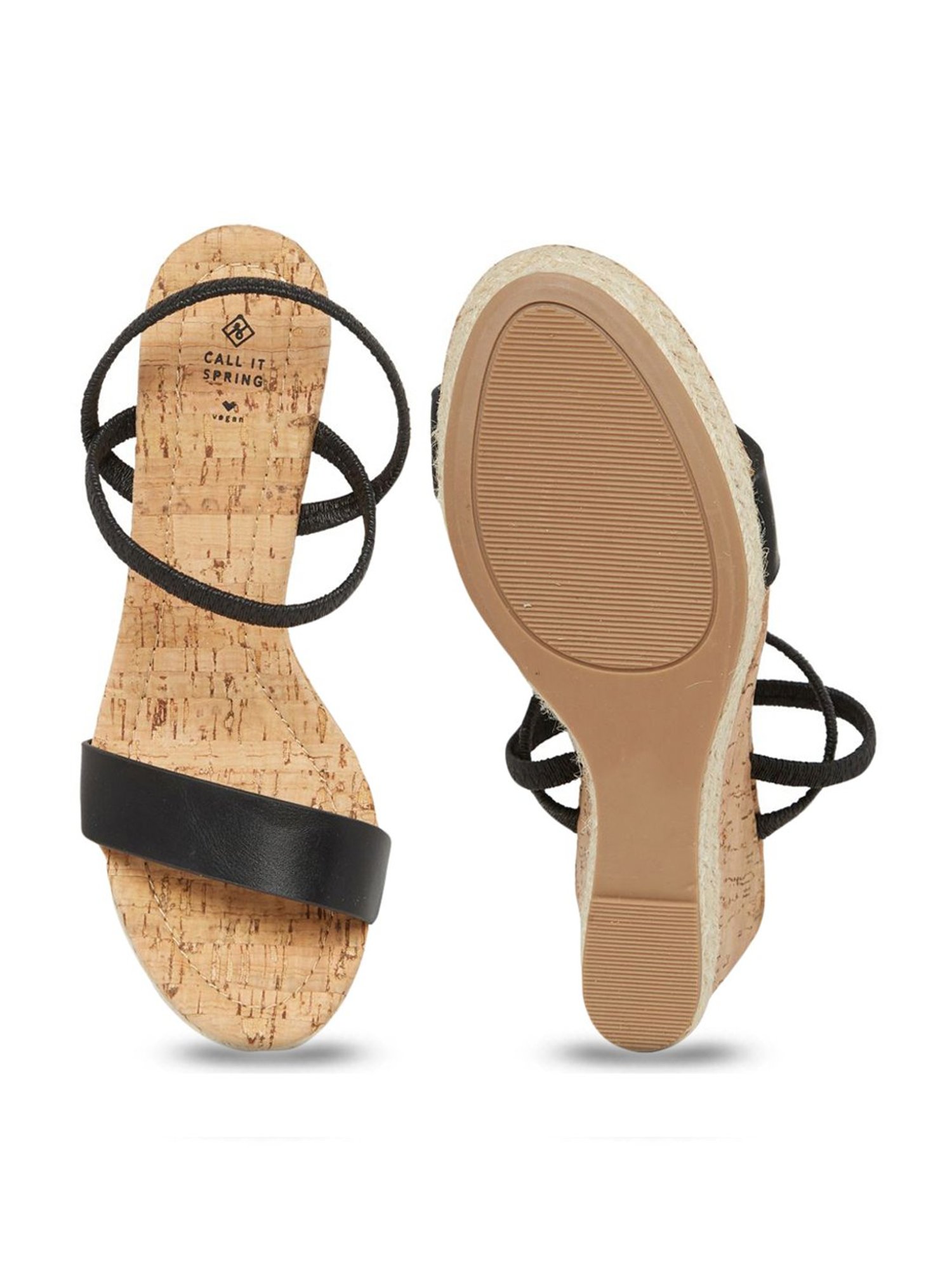 Call It Spring Women's Hanenburg Black Ankle Strap Wedges