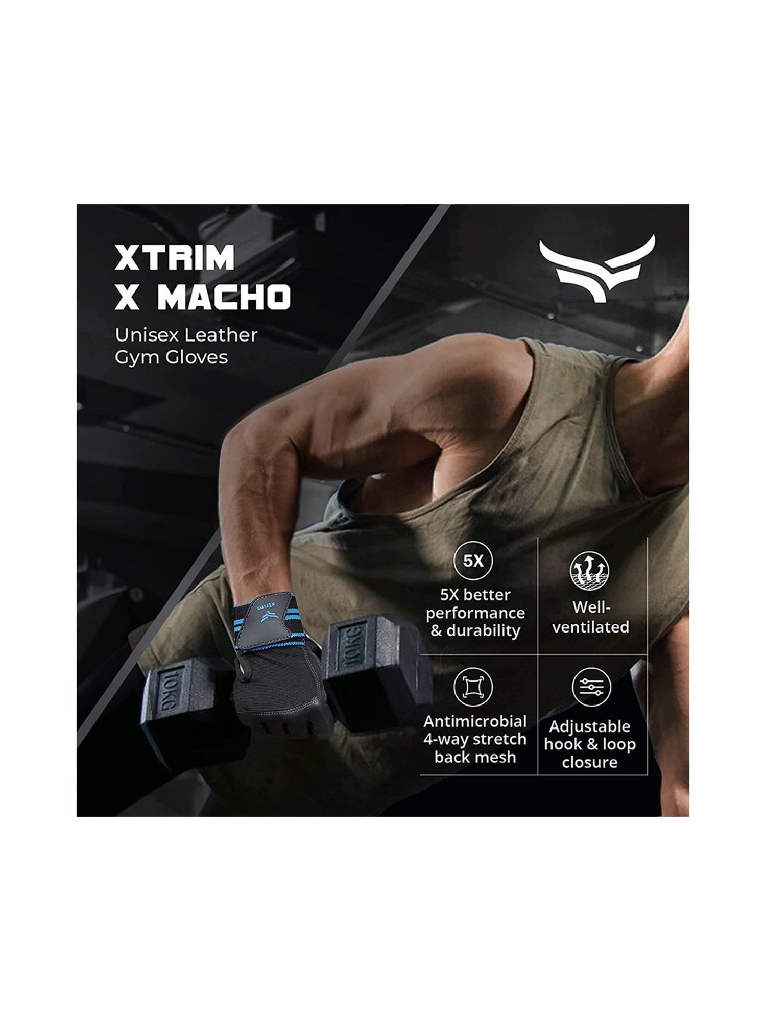 Xtrim X Macho Gym Gloves (Blue) Size - Free Size